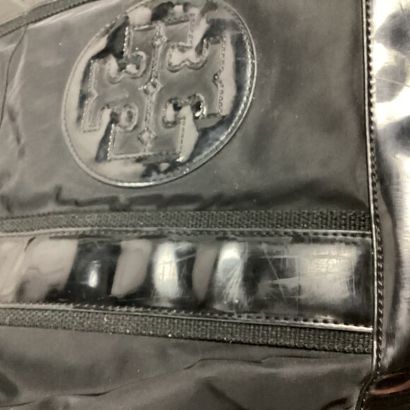 Tory Burch Black Nylon Patent Leather Tote Bag - Picture 10 of 16